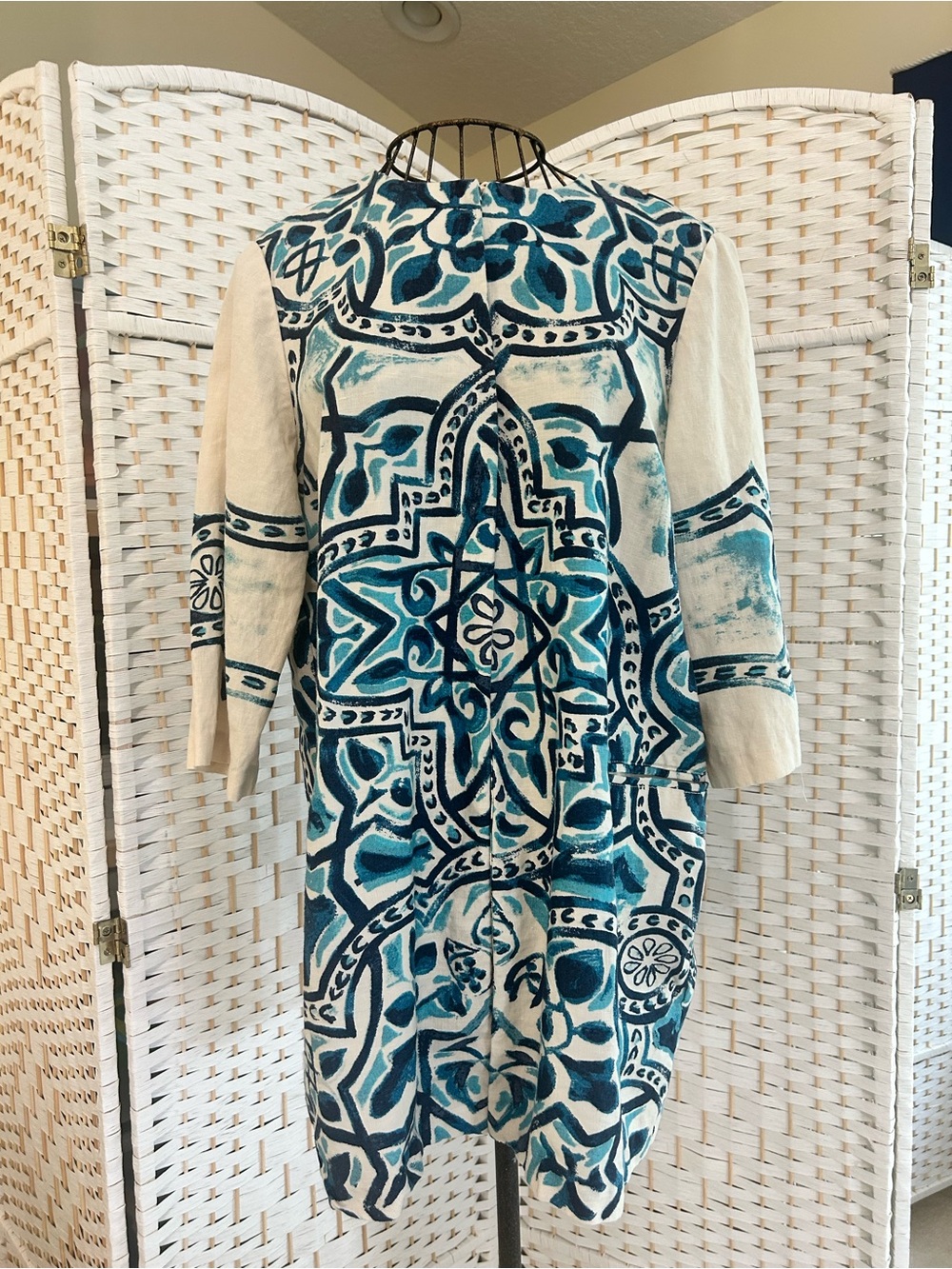 Chico’s Linen Medallion Design Duster Jacket